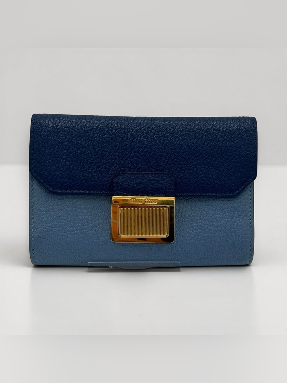 Miumiu Two Tone Blue Continental Wallet Gold Harware